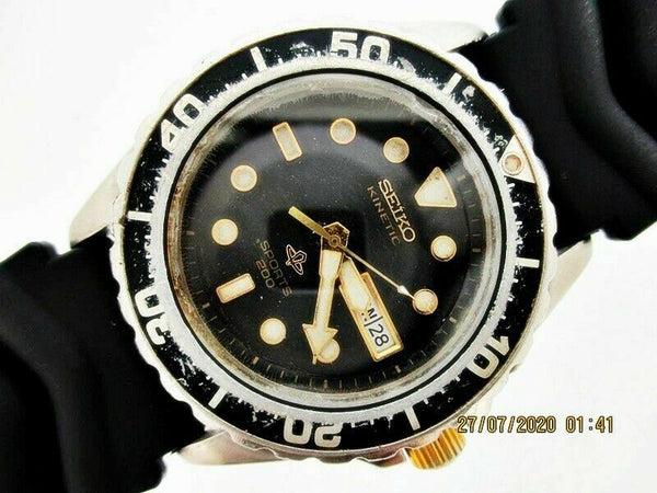 PROJECT TO FIX SEIKO BLACK 5M43 0A40 KINETIC 790157 MENS EU SHIP DAY DATE WATCH