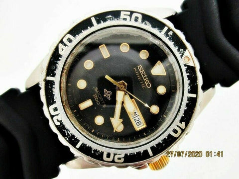 PROJECT TO FIX SEIKO BLACK 5M43 0A40 KINETIC 790157 MENS EU SHIP DAY DATE WATCH