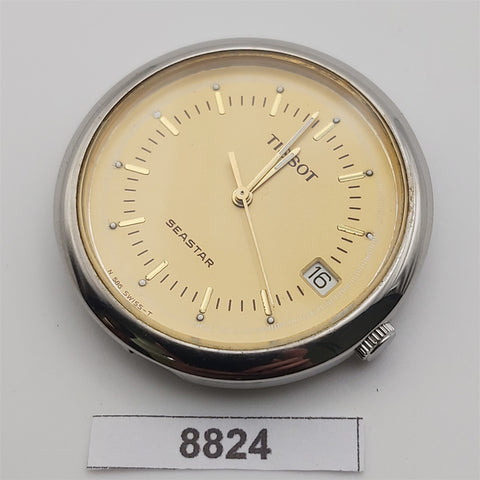 PROJECT TO FIX TISSOT SEASTAR GOLD DIAL MENS QUARTZ ROUND WATCH 8824 EU SHIP