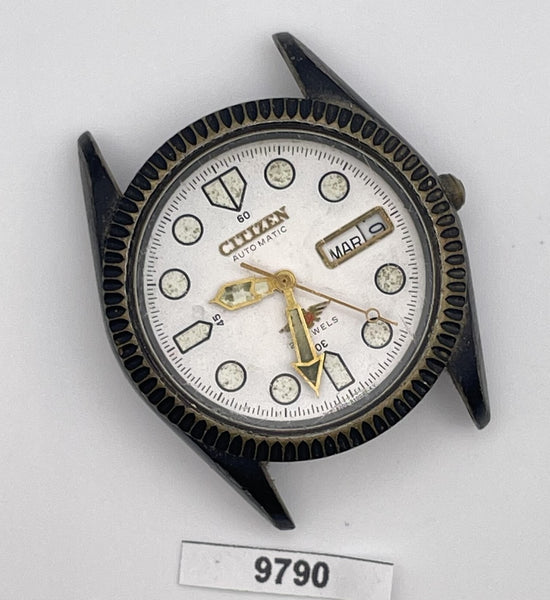 PROJECT TO FIX CITIZEN ANODIZED CASE COIN RIMMED THICK LUGS AUTO DATE WATCH 9790