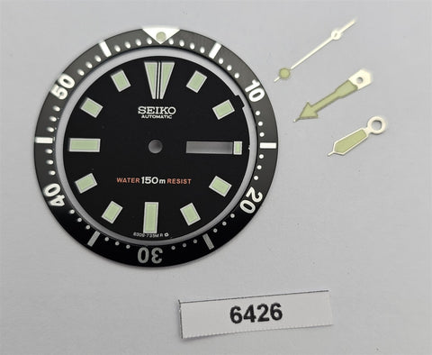 RENOVATE NEW AF SEIKO BLACK DIAL HANDS 10 INSERT BLACK SET 6309 7290 DIVE WATCH 