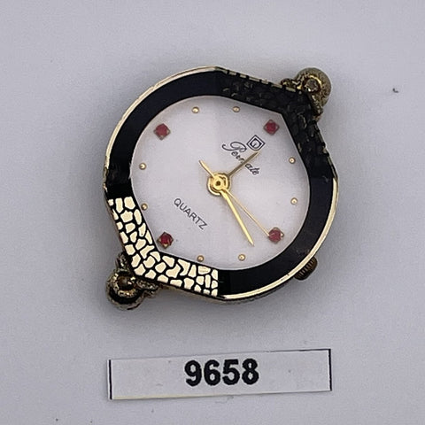 PROJECT FIX PERMATE WHITE DIAL GOLD CASE LADIES QUARTZ FACETED WATCH 9658