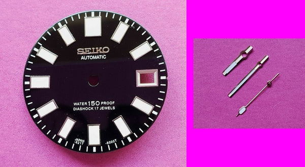 NEW FOR SEIKO BLACK DIAL & HANDS 6217, 6217-8000 6217-8001 DIVERS WATCH BVT08362