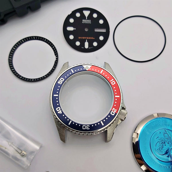 NEW AF SEIKO 7S26 0030 SKX013 PEPSI KIT CASE BEZEL GLASS CROWN STRAP DIAL HANDS