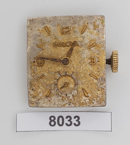 FOR PARTS OR TO FIX VINTAGE BULOVA MANUAL WIND 8BA MOVEMENT BV8033