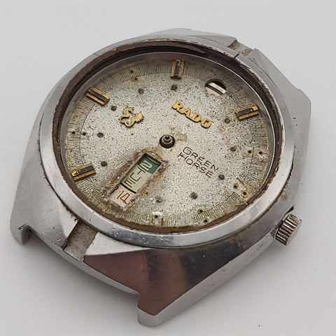 PROJECT TO FIX RADO GREEN HORSE SS HOODED LUGS DAY DATE MENS WATCH