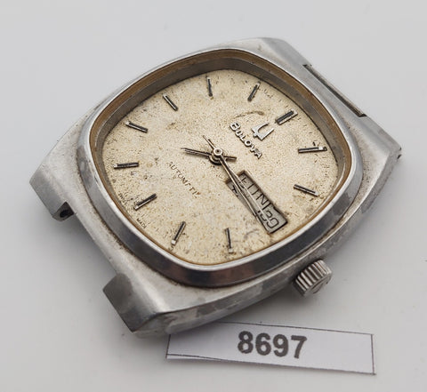 PROJECT TO FIX BULOVA SILVER DIAL CUSHION AUTOMATIC DAY DATE SS MENS WATCH B8697