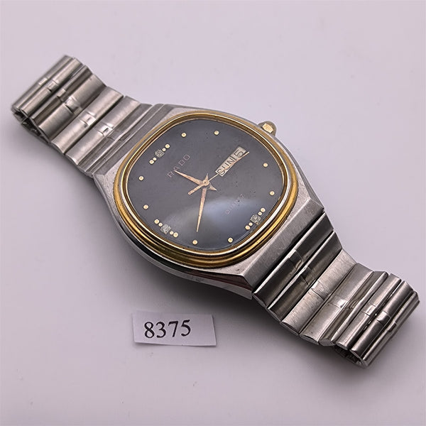 PROJECT TO FIX RADO GOLD PLATE SS BLACK DIAL DAY DATE  EU SHIP MENS 8375 WATCH