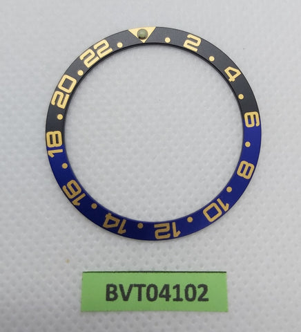 SEIKO BLACK BLUE GOLD INSERT RAISED PIP GMT 7S26 0020 SKX007 7002 7040 BVT4102