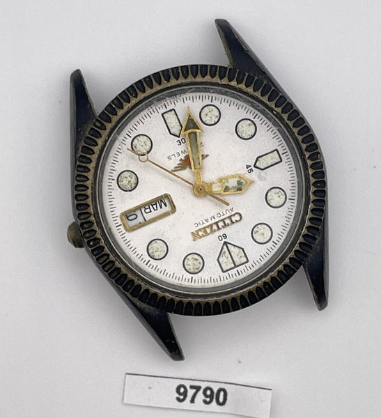 PROJECT TO FIX CITIZEN ANODIZED CASE COIN RIMMED THICK LUGS AUTO DATE WATCH 9790