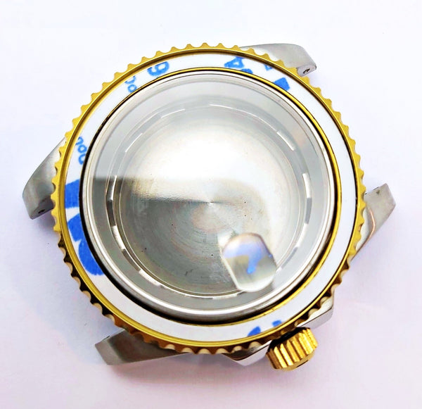 NEW AF SEIKO LEX YACHT MASTER SS GOLD KIT CASE BEZEL GLASS CROWN STRAP DIAL HAND