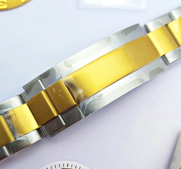 NEW AF SEIKO LEX YACHT MASTER SS GOLD KIT CASE BEZEL GLASS CROWN STRAP DIAL HAND