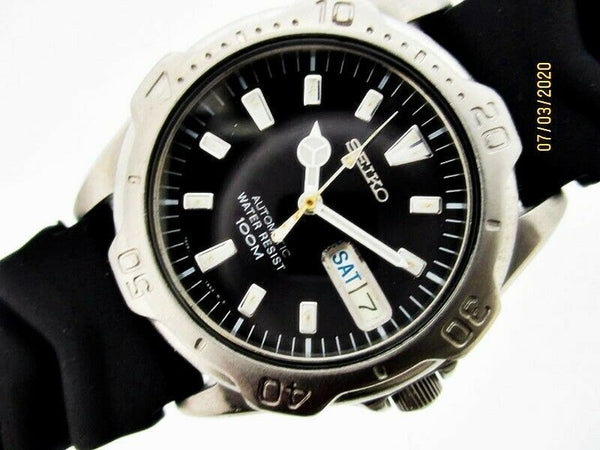 PROJECT FIX  98 SEIKO 7S26 0180 AUTOMATIC SS DAY DATE MIDSIZE 865717 WATCH