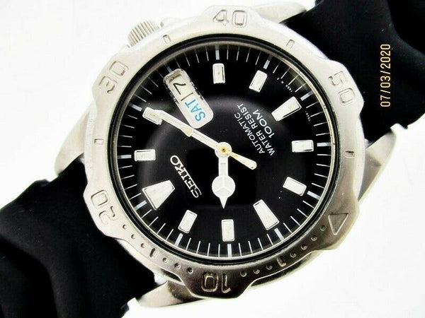 PROJECT FIX  98 SEIKO 7S26 0180 AUTOMATIC SS DAY DATE MIDSIZE 865717 WATCH