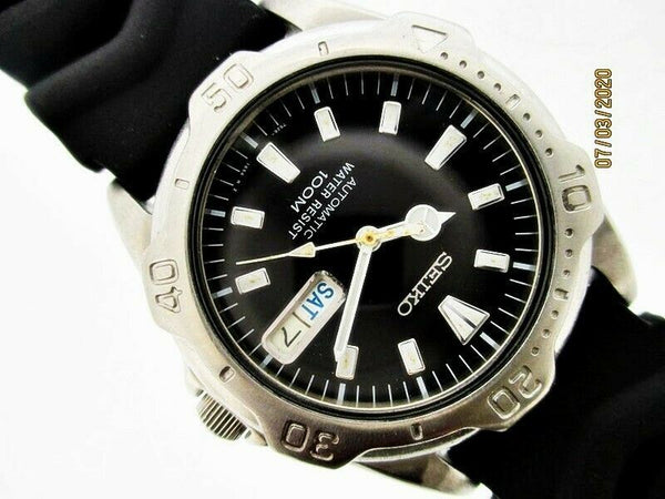 PROJECT FIX  98 SEIKO 7S26 0180 AUTOMATIC SS DAY DATE MIDSIZE 865717 WATCH