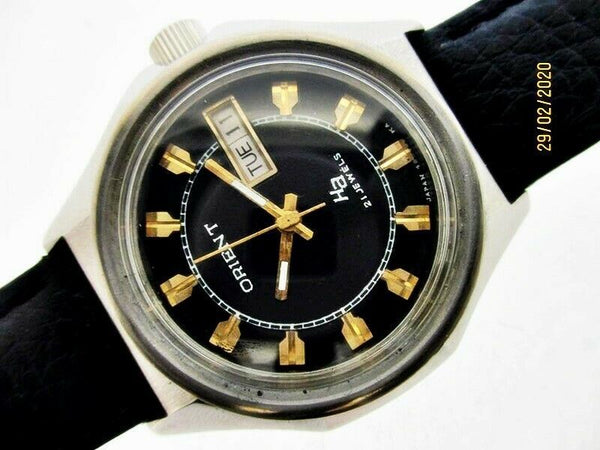 PROJECT FIX  ORIENT DAY DATE AUTOMATIC Y489143-6A FACETED DW1224 SS MENS WATCH