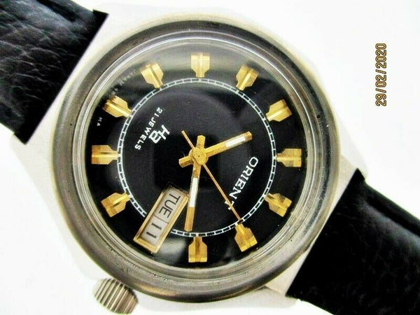 PROJECT FIX  ORIENT DAY DATE AUTOMATIC Y489143-6A FACETED DW1224 SS MENS WATCH