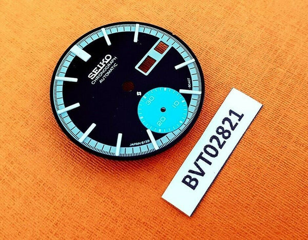 NEW AF SEIKO BLACK BLUE DIAL FOR 6139 - 6139 8020 CHRONOGRAPH WATCH BVT02821