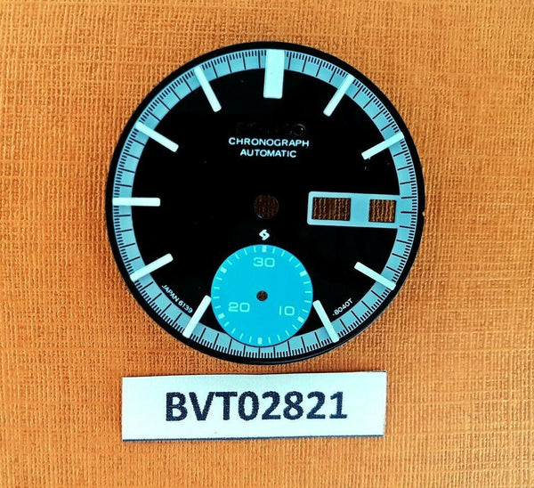 NEW AF SEIKO BLACK BLUE DIAL FOR 6139 - 6139 8020 CHRONOGRAPH WATCH BVT02821