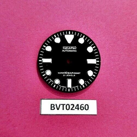 MOD SEIKO DIAL FOR 7S26 0050 10 BAR DIVERS WATCH BLACK NO DATE LUMES BVT2460