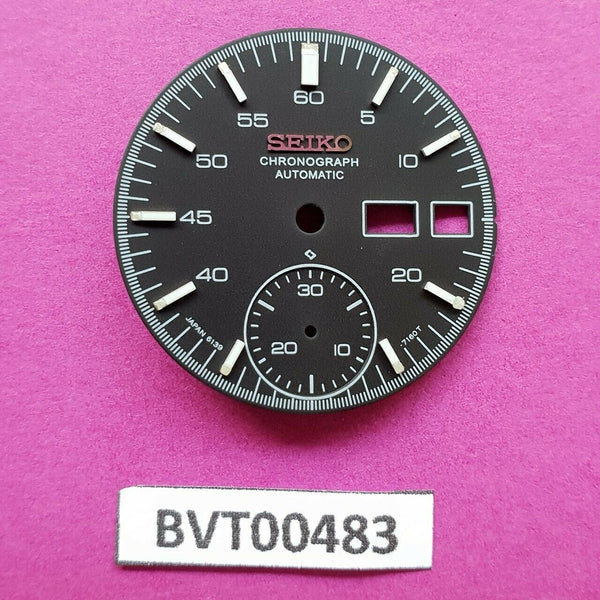 NEW SEIKO DIAL BLACK WHITE FONT HELMET 6139 7100 6139 7101 CHRONOGRAPH BVT00483