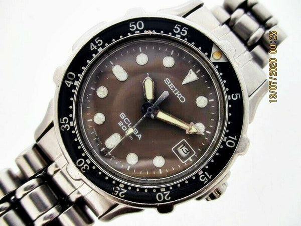 03' SEIKO 7N35 6050 UNISEX SCUBA SS DATE # 381151 DIVE QUARTZ SERVICED WATCH