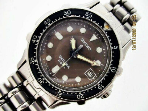 03' SEIKO 7N35 6050 UNISEX SCUBA SS DATE # 381151 DIVE QUARTZ SERVICED WATCH