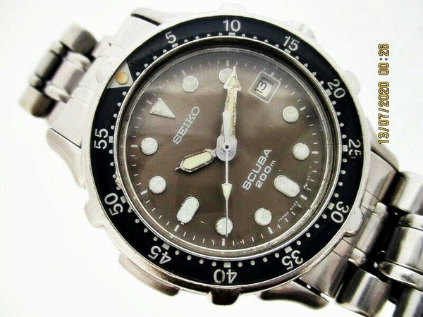 03' SEIKO 7N35 6050 UNISEX SCUBA SS DATE # 381151 DIVE QUARTZ SERVICED WATCH