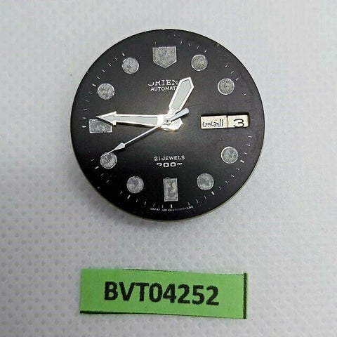 USED WORKING ORIENT CAL 469398 BLACK DIAL HANDS MIDSIZE DIVE WATCH BVT04252