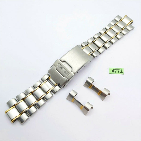 USED SEIKO GOLD PLATE AND SS BRACELET 7S26 0030 0010 WATCH 20mm SKX013