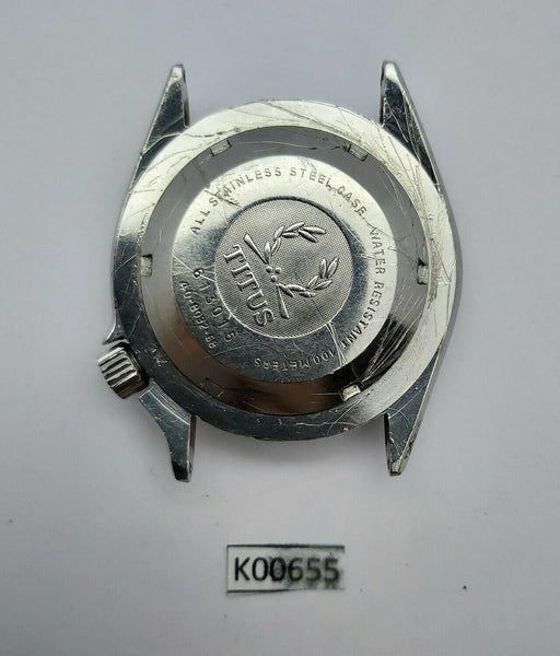 USED RARE VINTAGE SOLVIL TITUS DIVER WATCH CASE BEZEL GLASS CROWN COVER K0655