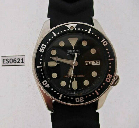 00' SEIKO 7S26 0030 AUTO MIDSIZED BLACK DAY DATE 041089 EU SHIP SERVICED WATCH