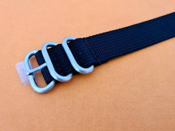 NEW FOR SEIKO MILITARY STRAP NYLON BAND 22mm 6309 7040 SKX007 7002 BLACK