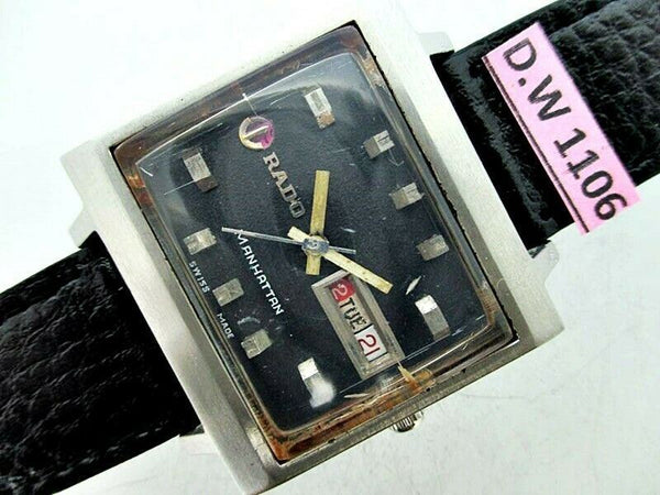PROJECT TO FIX RADO MANHATTAN SS CUSHION LUGS DAY DATE EU SHIP MENS WATCH