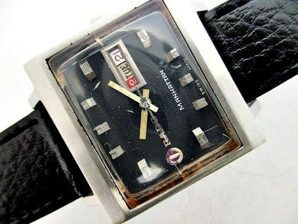 PROJECT TO FIX RADO MANHATTAN SS CUSHION LUGS DAY DATE EU SHIP MENS WATCH