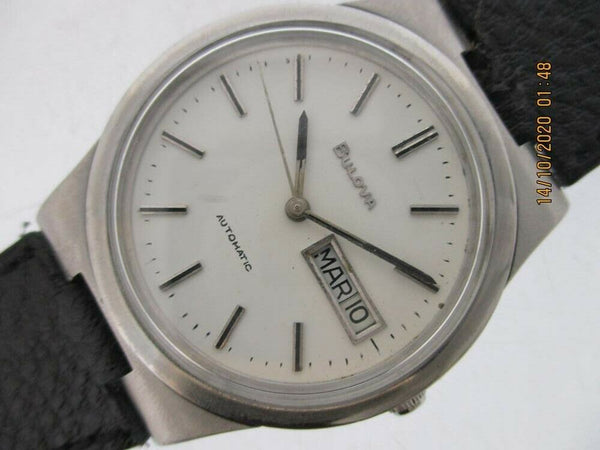 PROJECT TO FIX BULOVA SILVER DAY DATE ROUND AUTO SS MENS 4430105 EU SHIP WATCH
