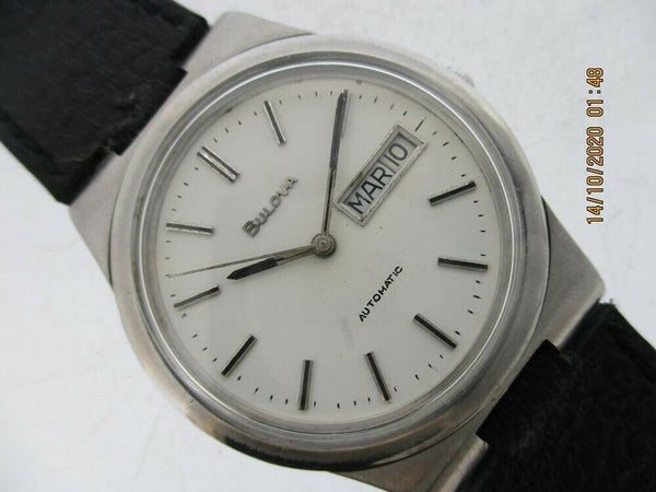 PROJECT TO FIX BULOVA SILVER DAY DATE ROUND AUTO SS MENS 4430105 EU SHIP WATCH