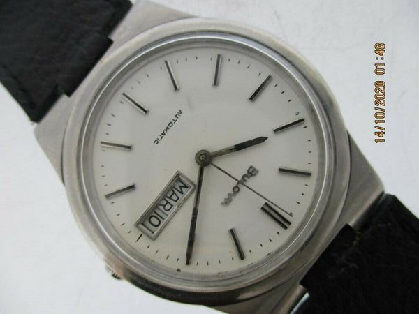 PROJECT TO FIX BULOVA SILVER DAY DATE ROUND AUTO SS MENS 4430105 EU SHIP WATCH