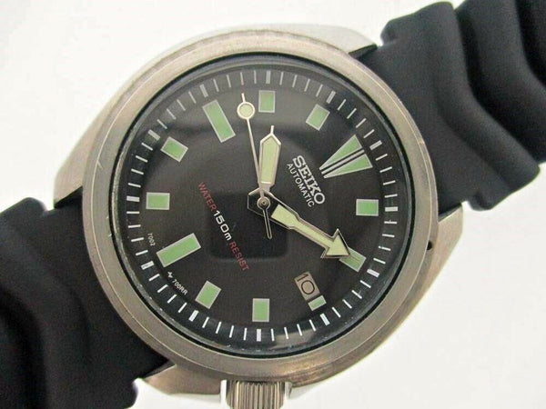 PROJECT TO FIX 95' SEIKO 7002 7000 SS MENS DATE DIVE 510486 BLACK WATCH EU SHIP