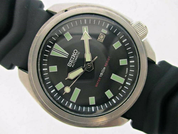 PROJECT TO FIX 95' SEIKO 7002 7000 SS MENS DATE DIVE 510486 BLACK WATCH EU SHIP