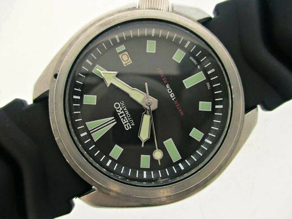 PROJECT TO FIX 95' SEIKO 7002 7000 SS MENS DATE DIVE 510486 BLACK WATCH EU SHIP