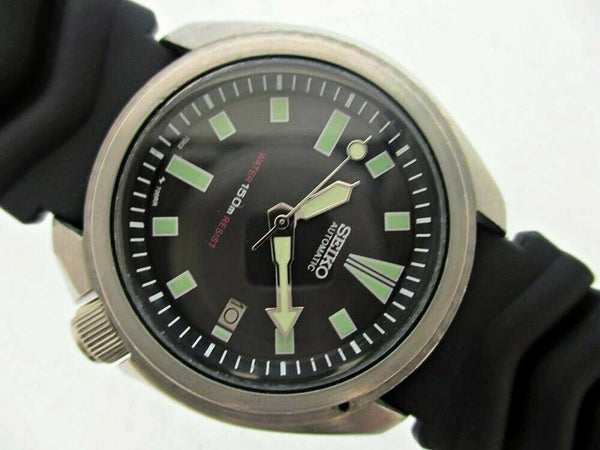 PROJECT TO FIX 95' SEIKO 7002 7000 SS MENS DATE DIVE 510486 BLACK WATCH EU SHIP