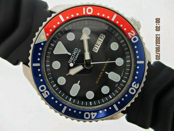 02' SEIKO 7S26 0020 SKX007 AUTO MENS PEPSI DAY DATE 287797 EU SHIP SERVCED WATCH
