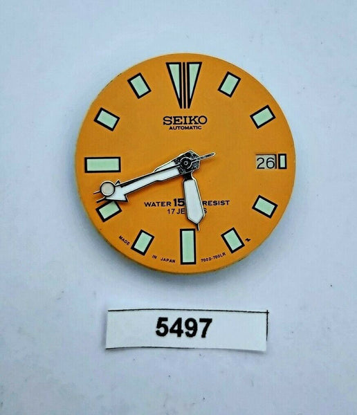 USED WORKING SEIKO 7002 7000 MOVEMENT W/ AF ORANGE DIAL HANDS WATCH BVT5497