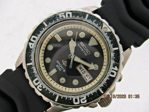 PROJECT TO FIX SEIKO BLACK 5M43 0A40 KINETIC 557623 SS MENS EU SHIP WATCH NR