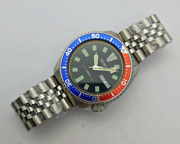 87' SEIKO 6309 7290 SS MENS DATE 7D0748 AUTOMATIC PEPSI EU SHIP SERVICED WATCH