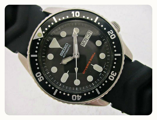 03' SEIKO 7S26 0030 AUTO MIDSIZED BLACK DAY DATE 3n0891 EU SHIP SERVICED WATCH