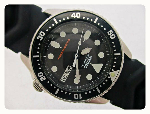 03' SEIKO 7S26 0030 AUTO MIDSIZED BLACK DAY DATE 3n0891 EU SHIP SERVICED WATCH
