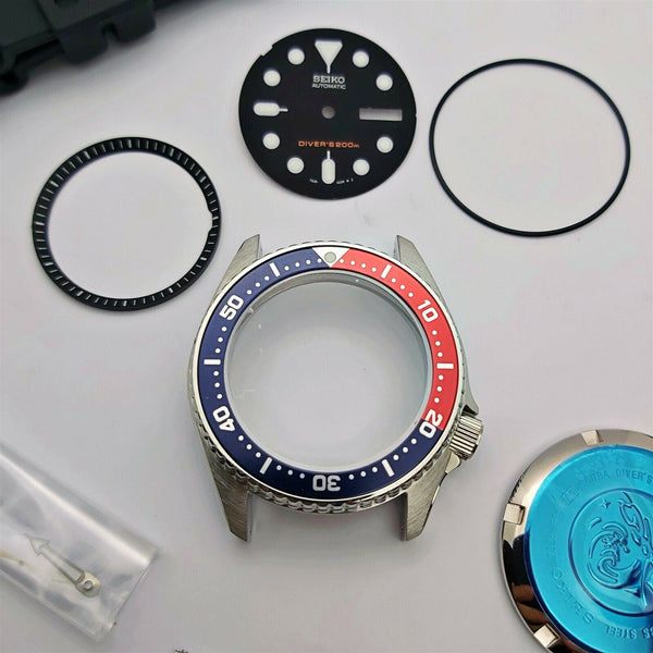 NEW AF SEIKO 7S26 0030 SKX013 PEPSI KIT CASE BEZEL GLASS CROWN STRAP DIAL HANDS