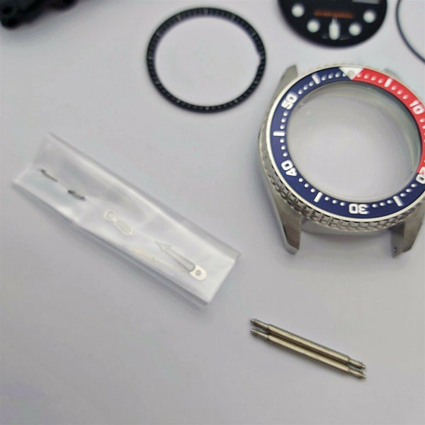 NEW AF SEIKO 7S26 0030 SKX013 PEPSI KIT CASE BEZEL GLASS CROWN STRAP DIAL HANDS
